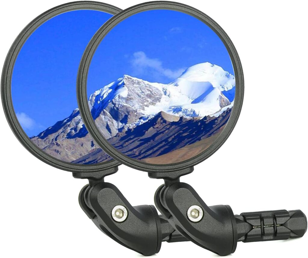 BriskMore 2PCS Bike Mirrors,Bike Bar End Mirror, HD Glass Convex Lens Bicycle Rearview Mirror, Safe Cycling Rearview Mirror