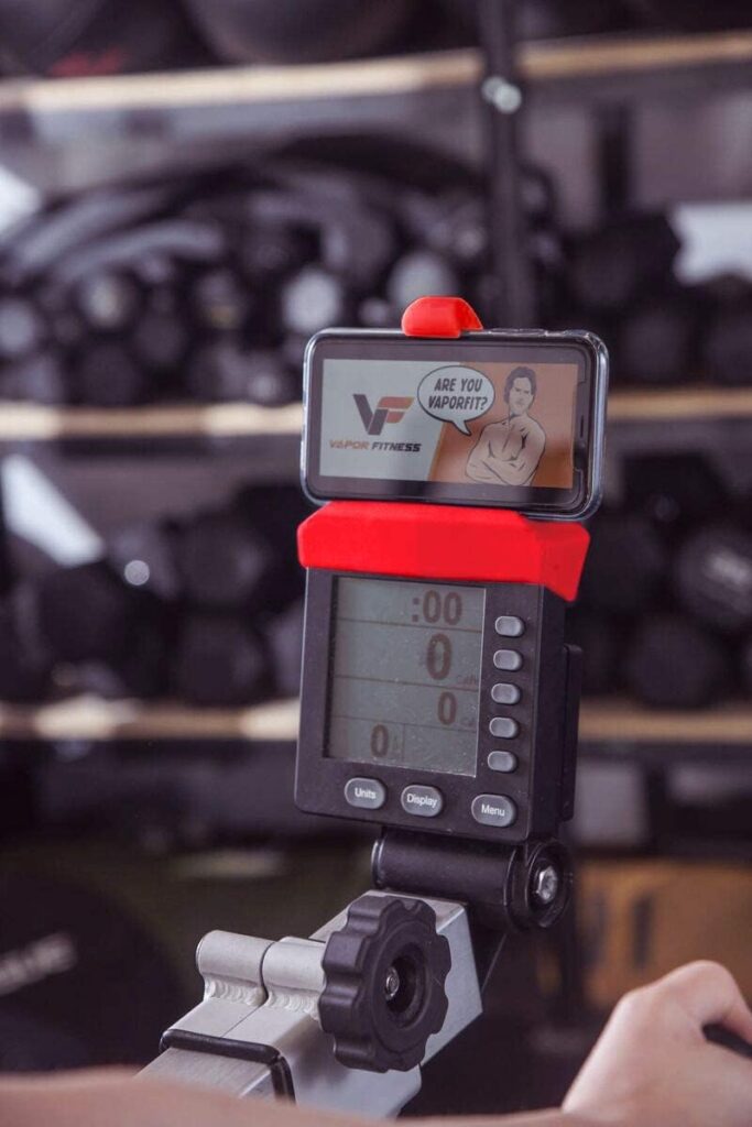 Vapor Fitness Phone Holder Made for PM5 Monitors of Concept 2 Rower, SkiErg and BikeErg - Silicone Smartphone Cradle Compatible with Concept 2 Rowing Machine. Ideal Rower Accessories